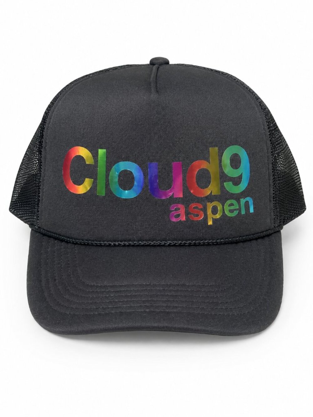 ✨RARE - NEW - Cloud 9 Aspen Black Rainbow Trucker Hat